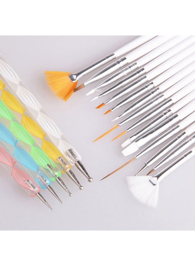 Mordely Nail Art Kit, Nail Pen Designer Kit - Nail Art Brush and Dotting Tool Pens Best for Nail Art and Facial Detailed Painting, Set of 20pcs White - Image 2